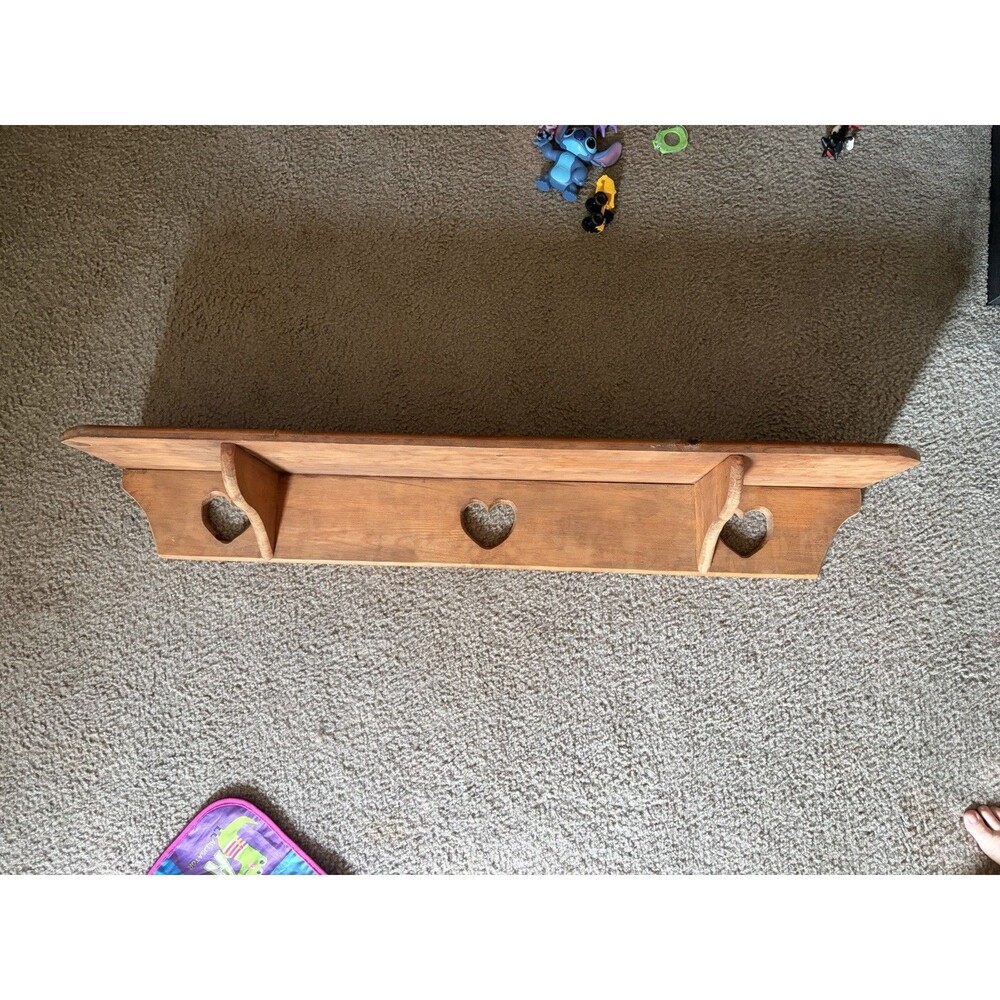 VTG Heart Shelf Cottage Core Handmade Wooden Hearts 48 INCH